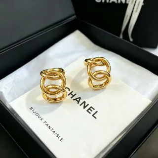 Chanel Bijoux Fantaisie Interlocking Hoop Earrings