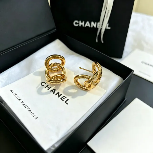 Chanel Bijoux Fantaisie Boucles d'Oreilles Interlocking Hoop 3