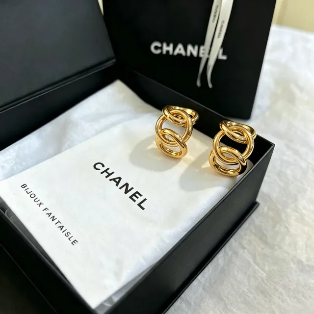 Chanel Bijoux Fantaisie Boucles d'Oreilles Interlocking Hoop 5