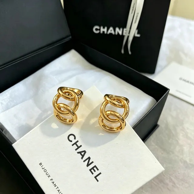 Chanel Bijoux Fantaisie Boucles d'Oreilles Interlocking Hoop 6
