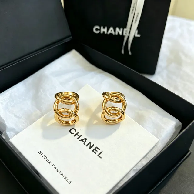 Chanel Bijoux Fantaisie Boucles d'Oreilles Interlocking Hoop 7
