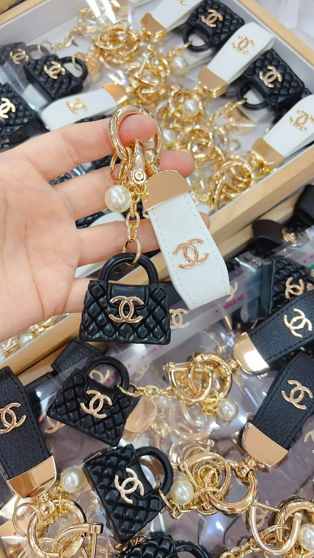 Chanel Black Gold Quilted Miniature Handbag 2