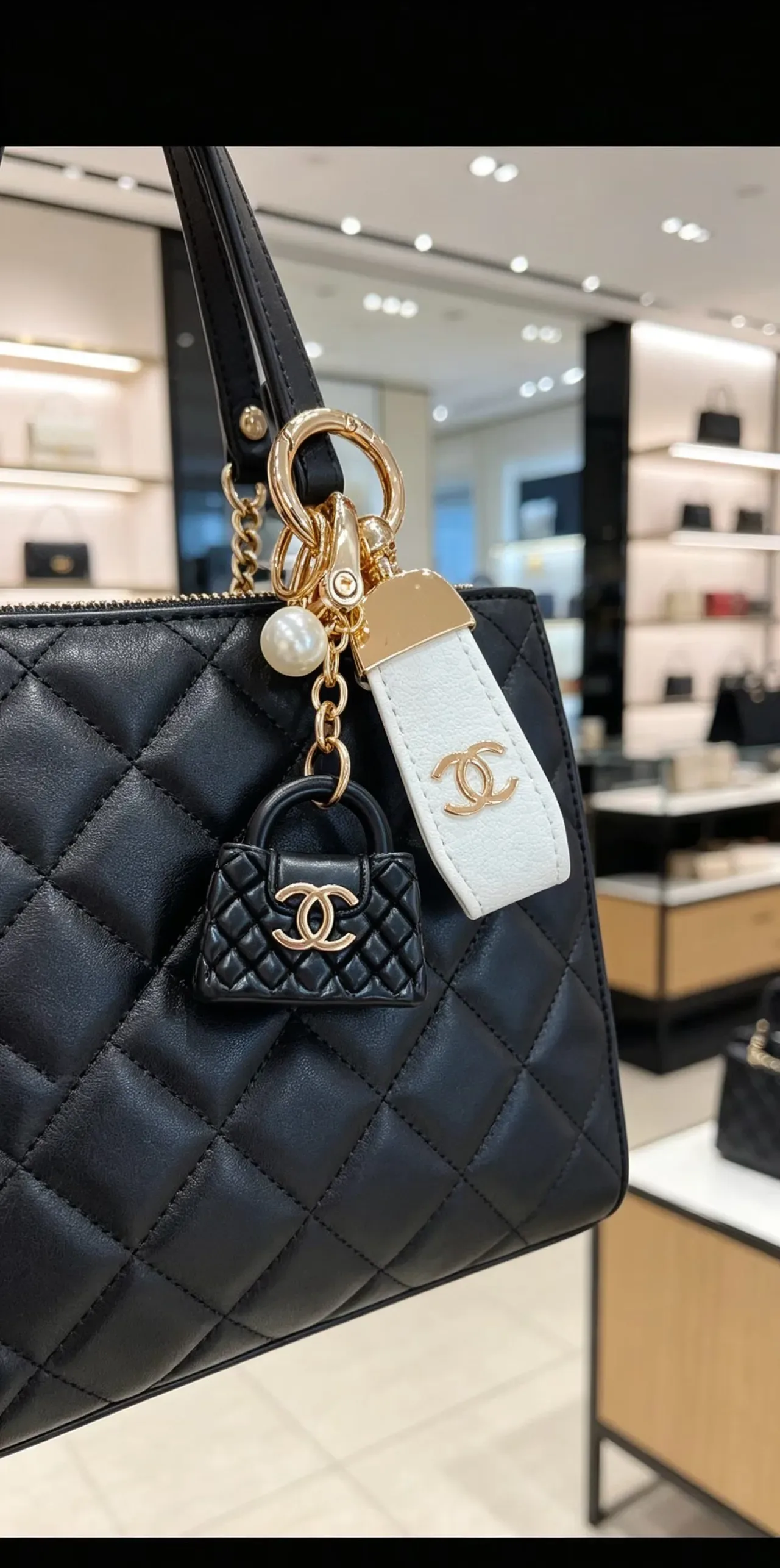 Chanel Black Gold Quilted Miniature Handbag 3