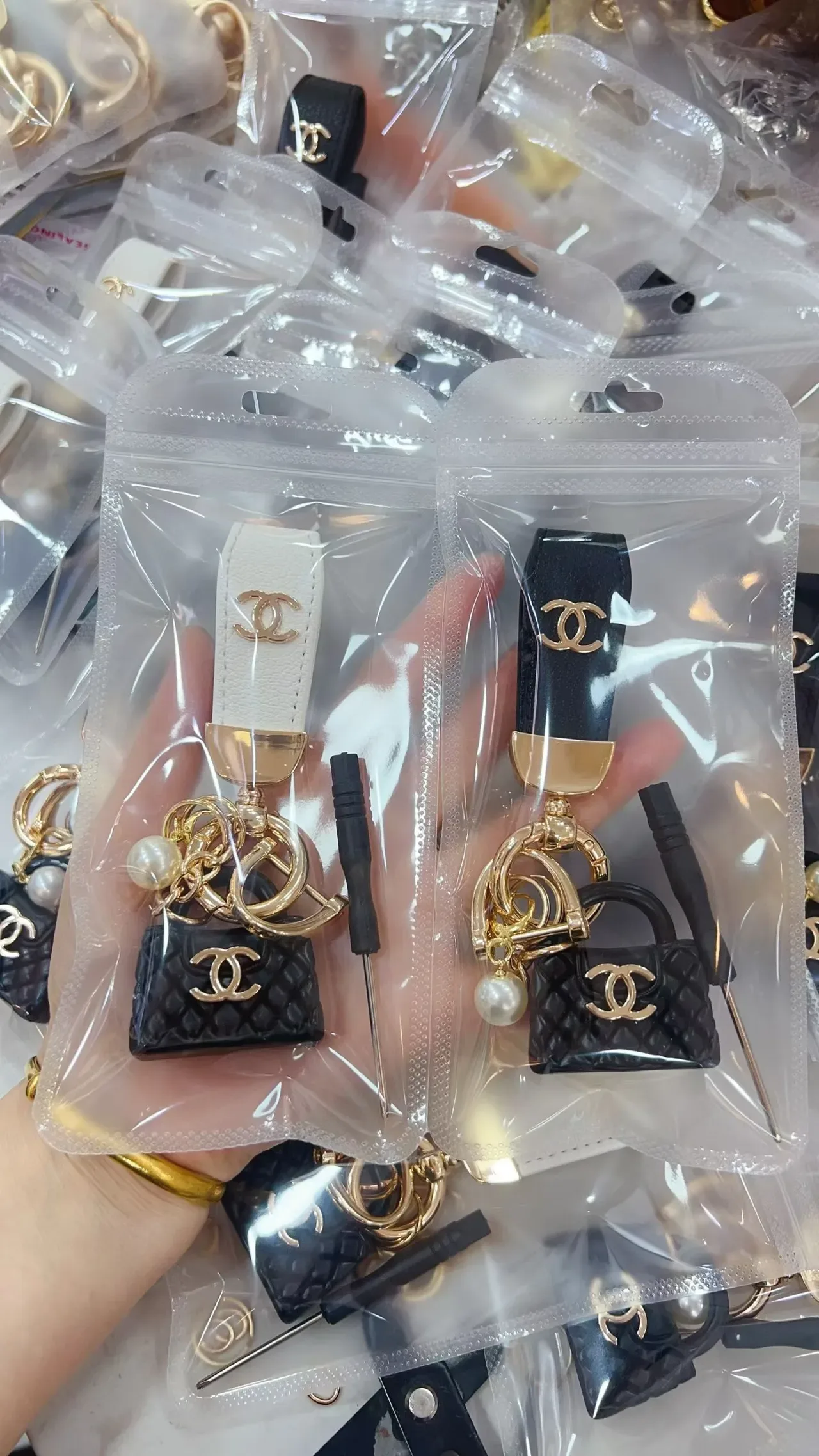 Chanel Black Gold Quilted Miniature Handbag 6