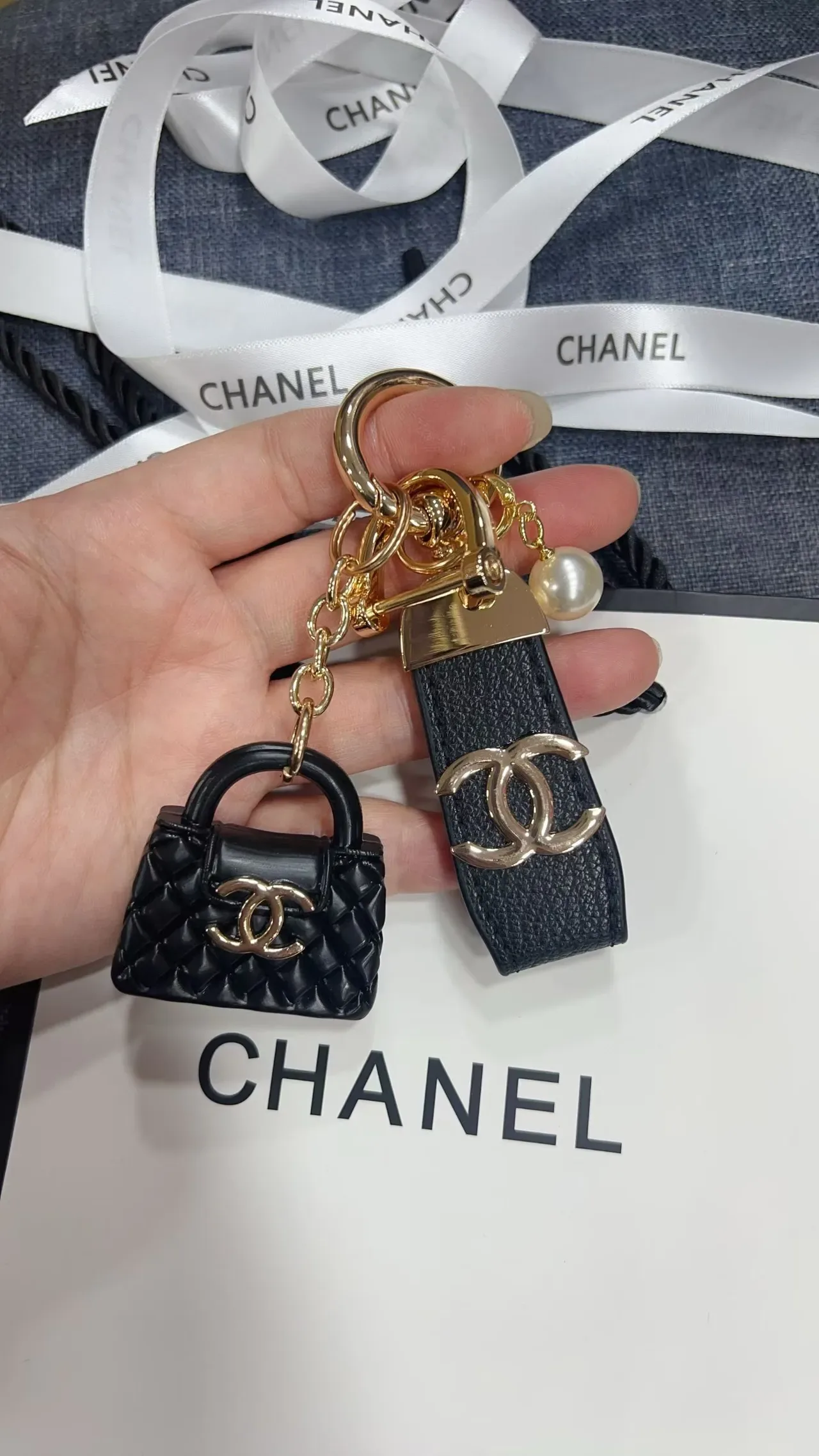 Chanel Black Gold Quilted Miniature Handbag 7