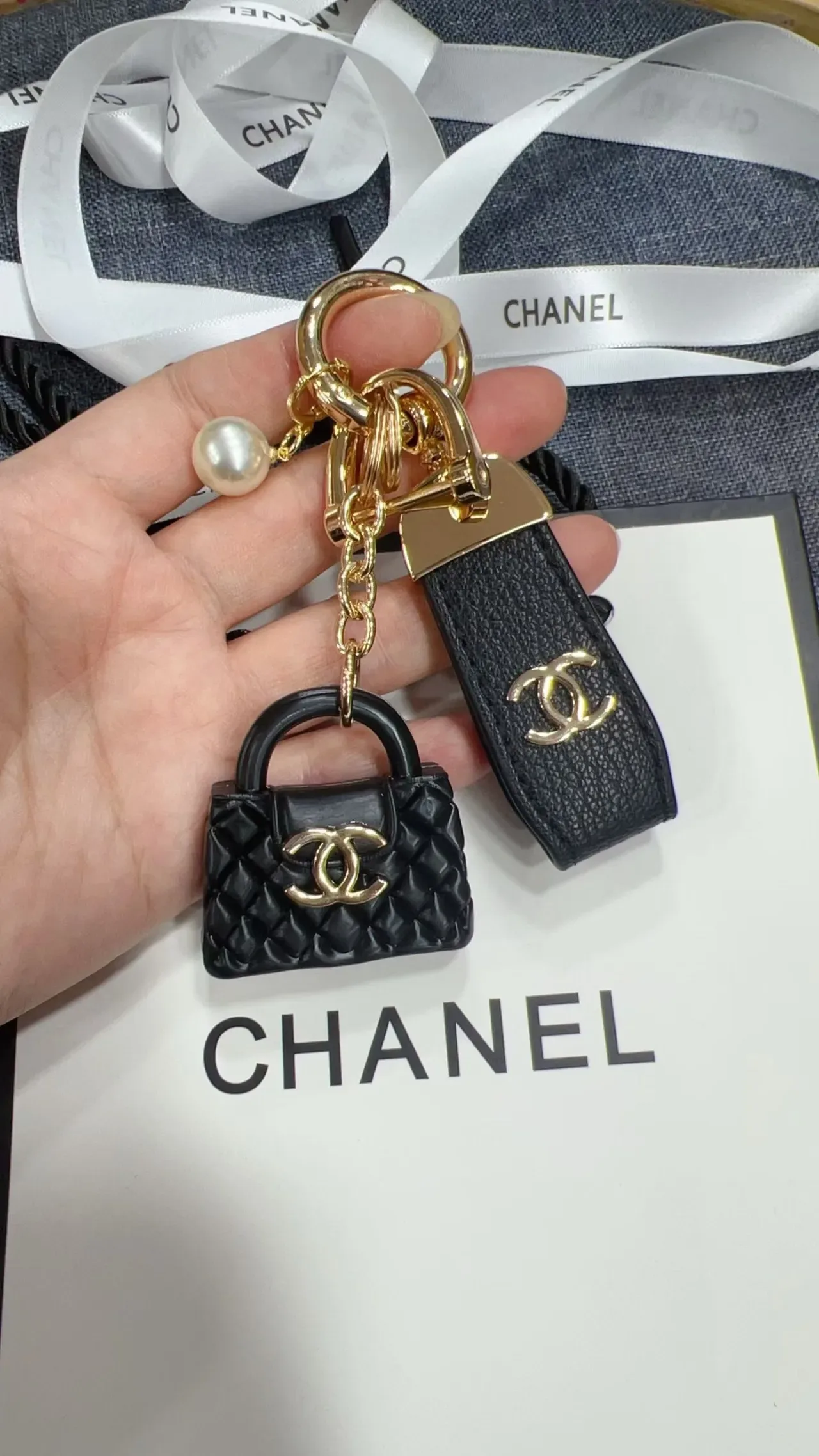 Chanel Black Gold Quilted Miniature Handbag 9