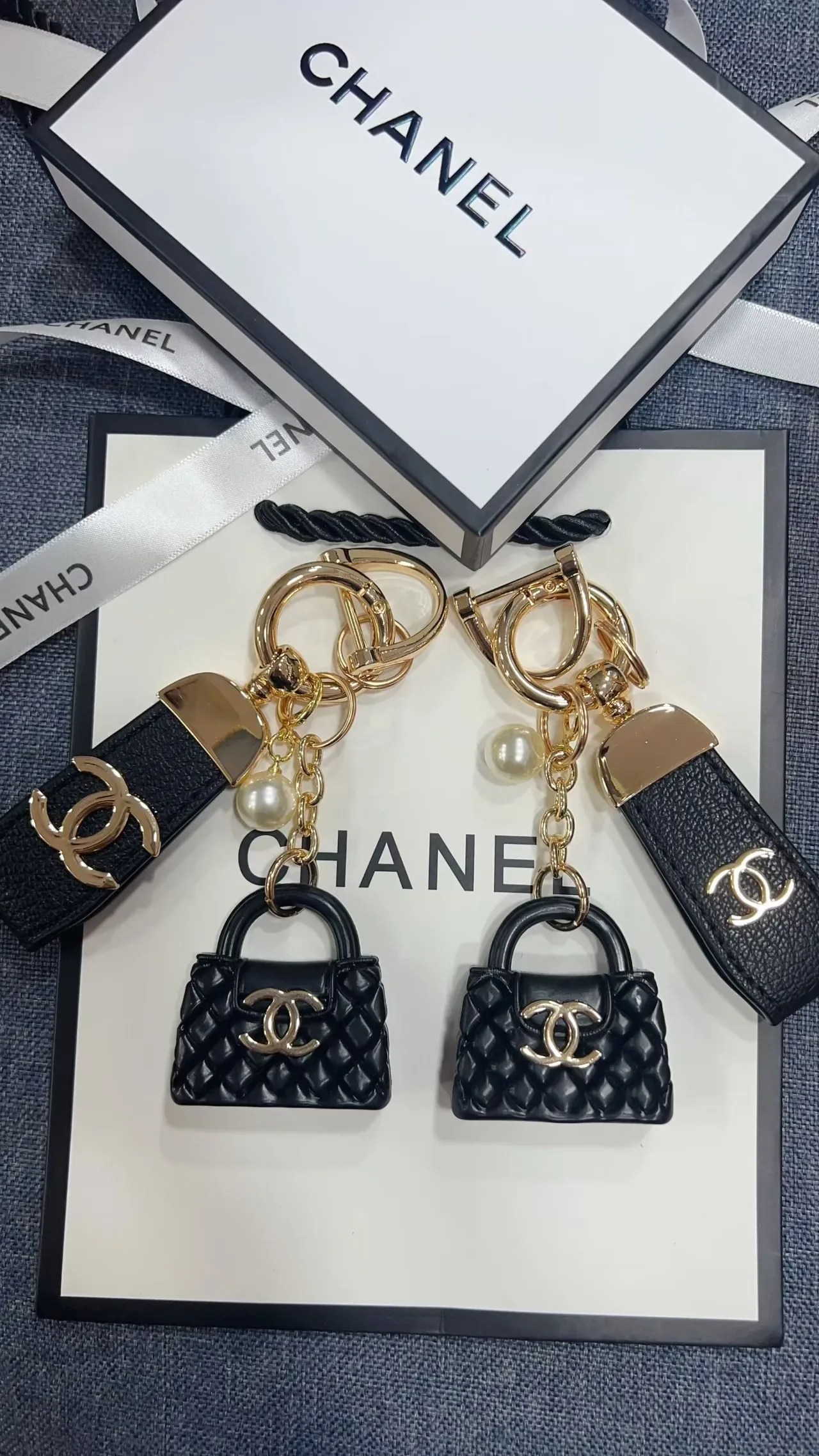 Chanel Black Gold Quilted Miniature Handbag 10