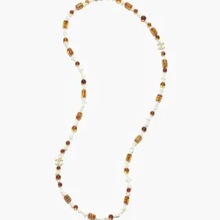 Chanel Brown White Beaded Multi-Bead Necklace