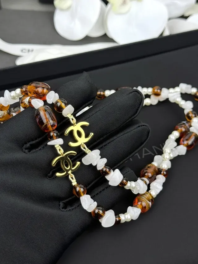 Chanel Brown White Beaded Multi-Bead Necklace 2