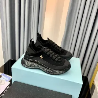 Chanel Bubble Sole Black Gold Suede And Leather Upper Transparent Lifestyle Sneakers