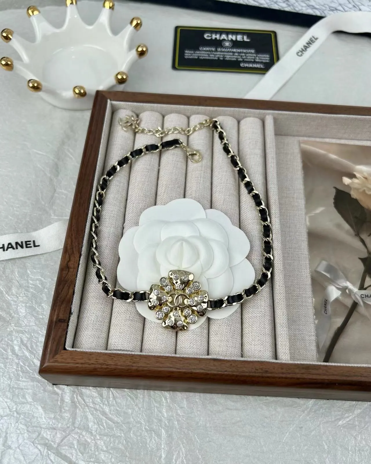 Chanel Camellia Crystal-Embellished Chain Necklace 4