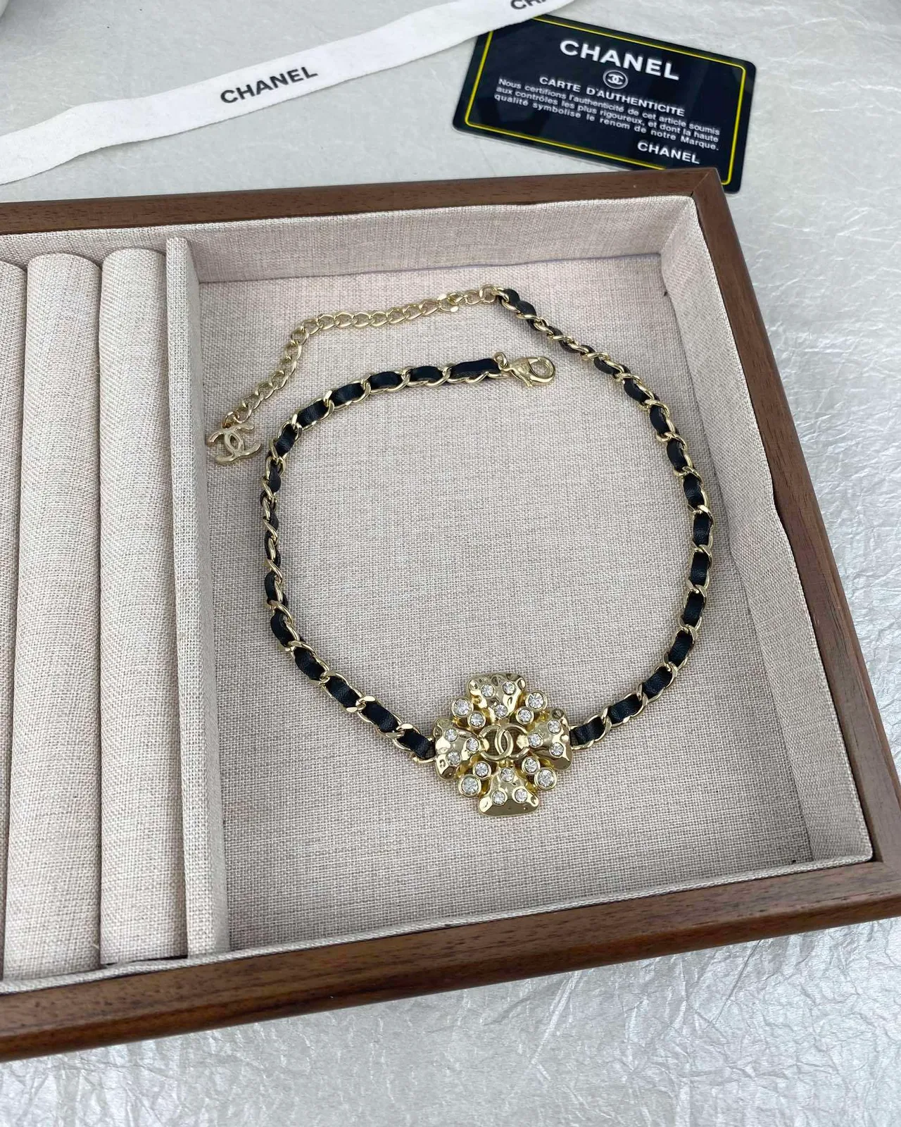 Chanel Camellia Crystal-Embellished Chain Necklace 7