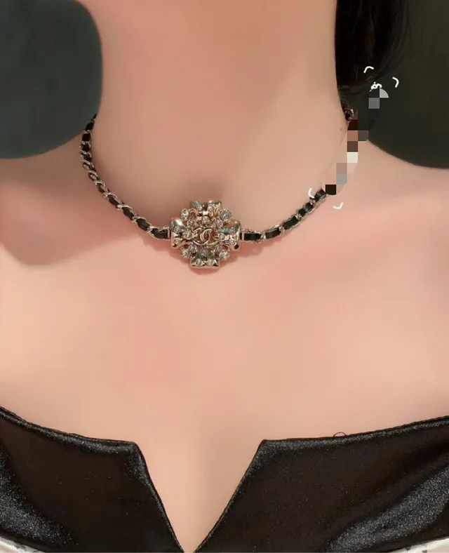 Chanel Camellia Crystal-Embellished Chain Necklace 8