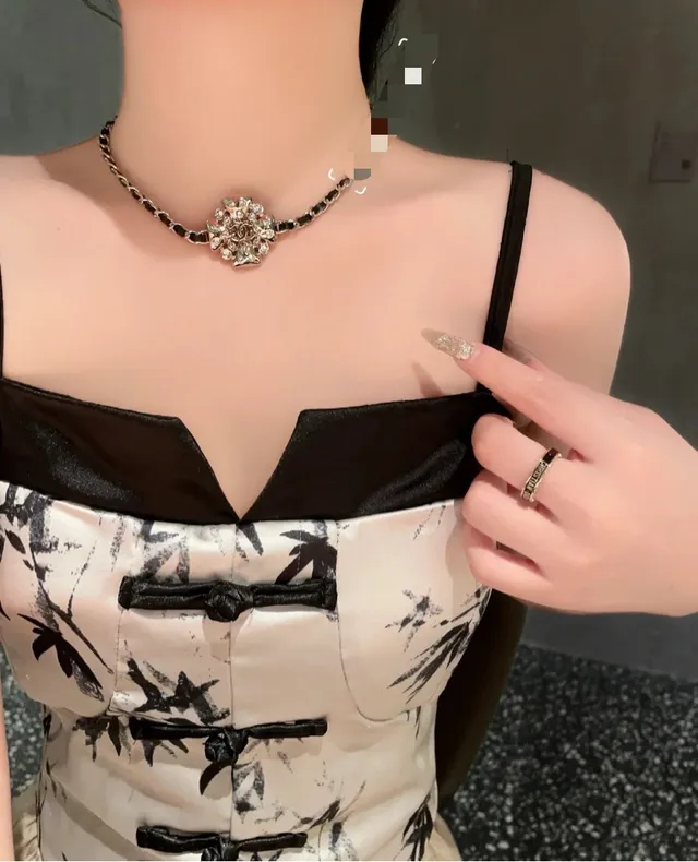 Chanel Camellia Crystal-Embellished Chain Necklace 10