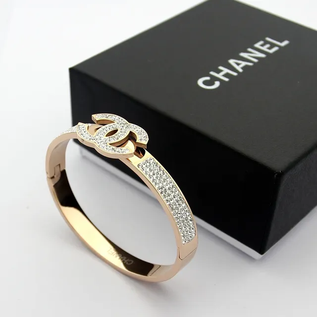 Chanel CC Bracelet Pavé Crystal Hinged Bangle Bracelets 3