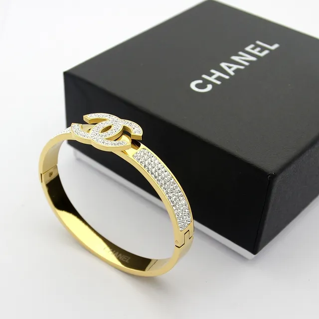 Chanel CC Bracelet Pavé Crystal Hinged Bangle Bracelets 4