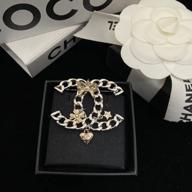 Chanel CC Chain Bow and Charms Brooch 6