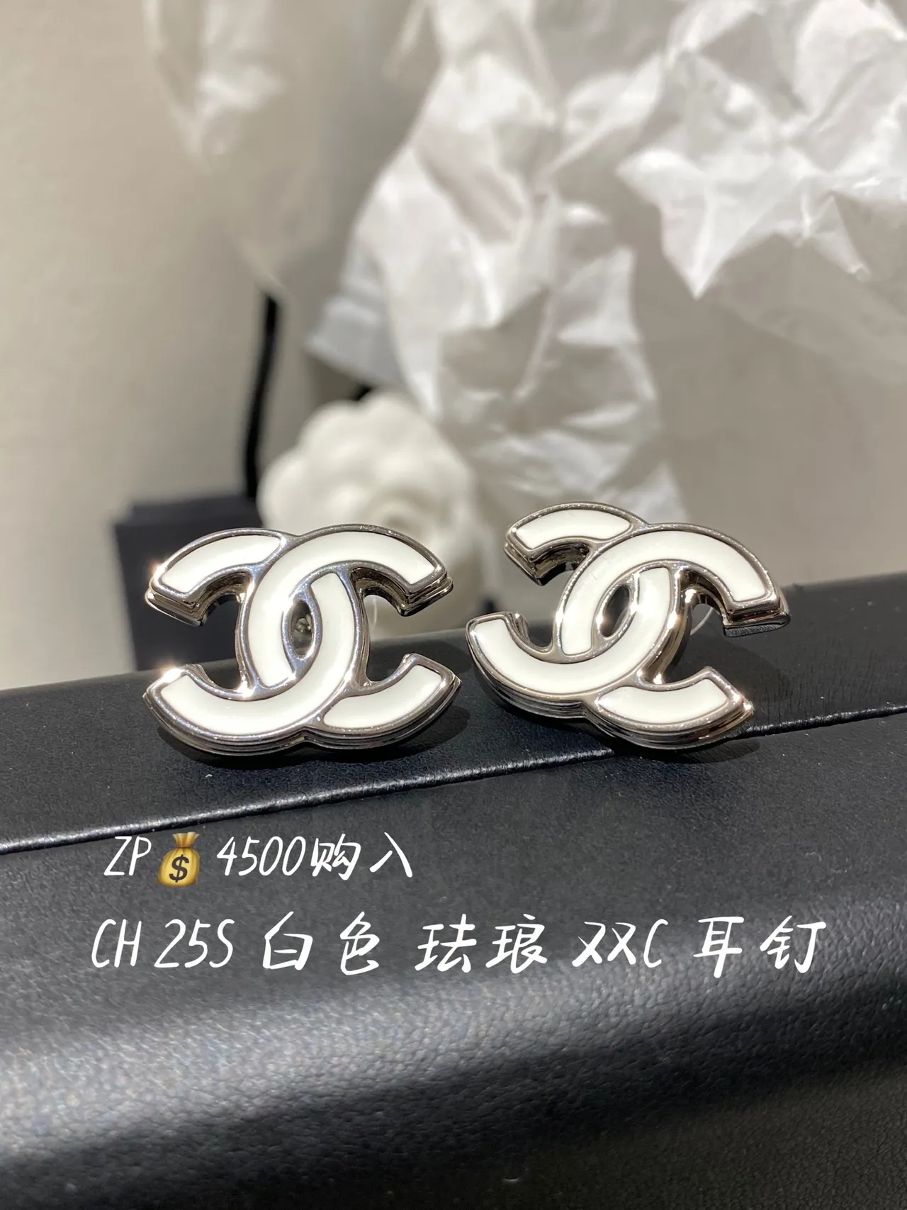 Chanel CC Logo Enamel Stud Earrings 4
