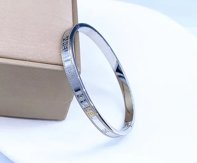 Chanel Classic Bangle Gold and Silver-Tone Engraved Bracelets 2