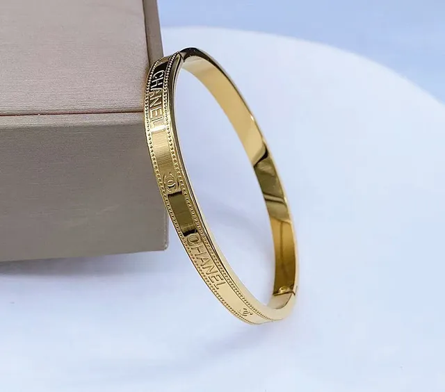 Chanel Classic Bangle Gold and Silver-Tone Engraved Bracelets 3