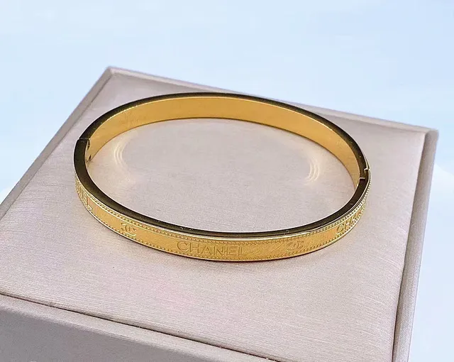 Chanel Classic Bangle Gold and Silver-Tone Engraved Bracelets 5