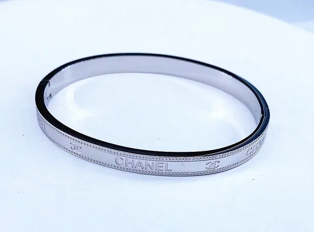 Chanel Classic Bangle Gold and Silver-Tone Engraved Bracelets 6
