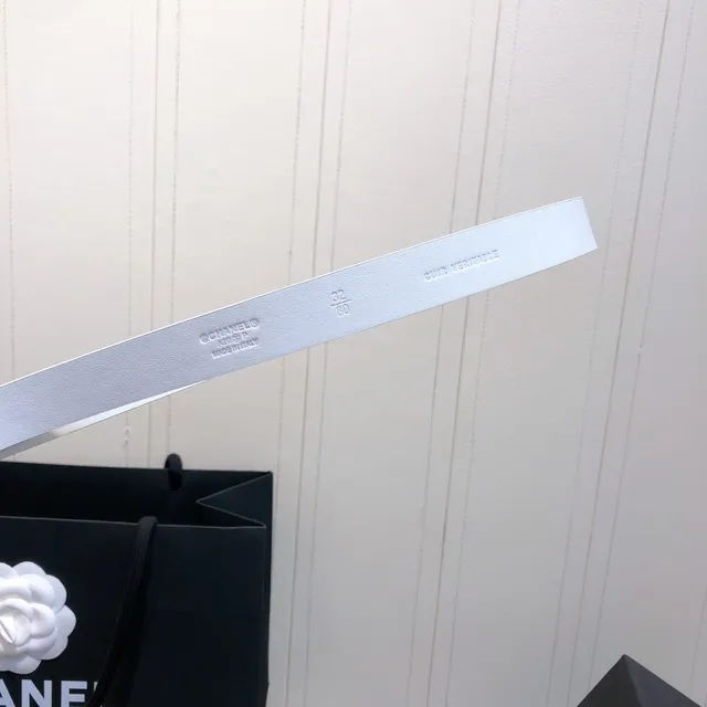 Chanel Crystal CC Belt White Gold Hardware Leather Belt 4