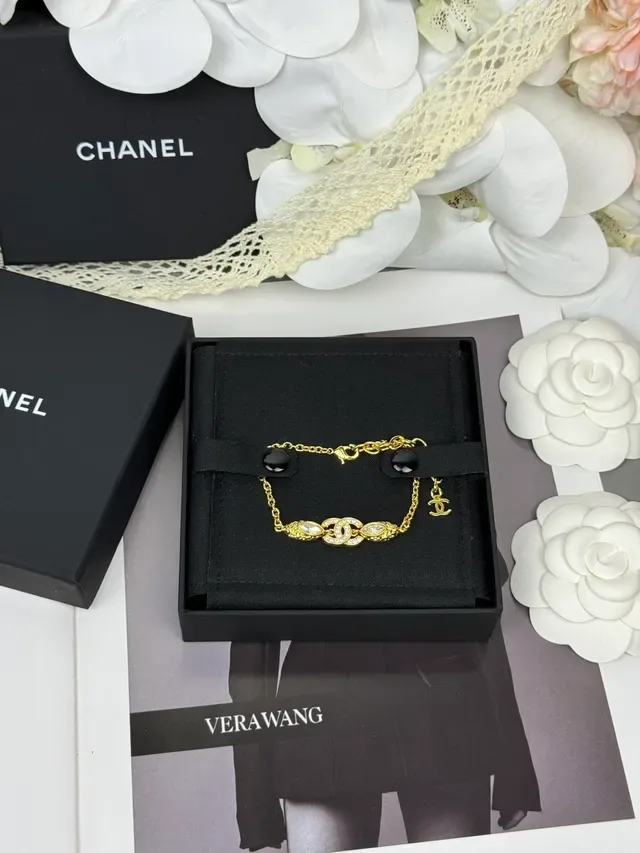Chanel Gold Black Chain Interlocking CC Logo Bracelet 8