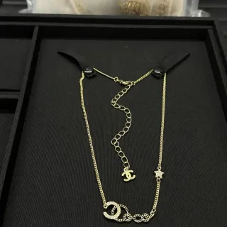 Chanel Gold Black Curb Chain Pavé Crystal CC Motifs Necklace