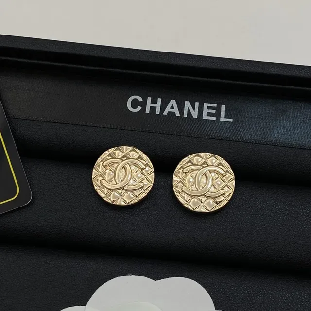 Chanel Gold-Tone Quilted and Engraved CC Logo Earrings 5