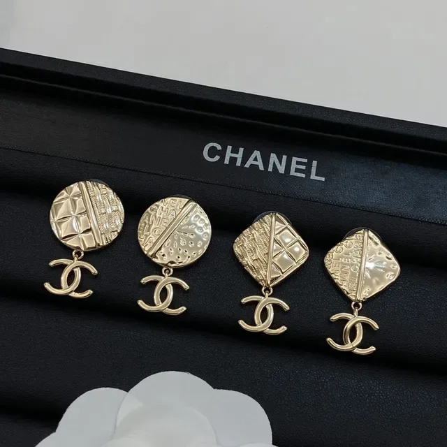 Chanel Gold-Tone Quilted and Engraved CC Logo Earrings 6
