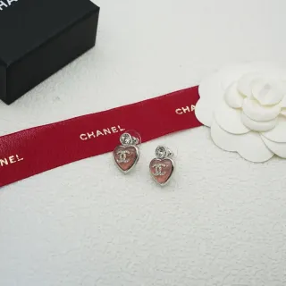 Chanel Heart-Shaped CC Logo Crystal Stud Earrings