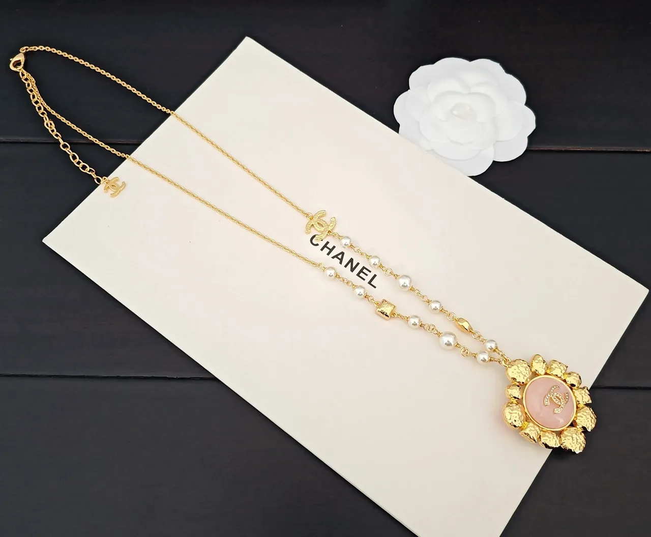 Chanel Multicolor Gem Camellia Pendant Necklace 2
