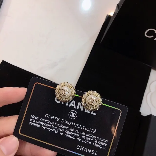 Chanel Pearl and CC Logo Stud Earrings 2