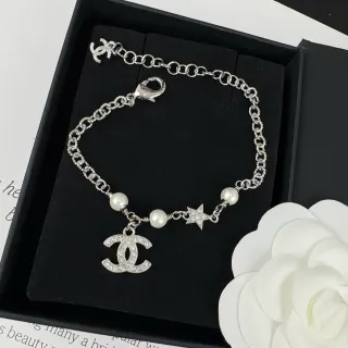 Chanel Pearl and Crystal CC Charm Bracelet