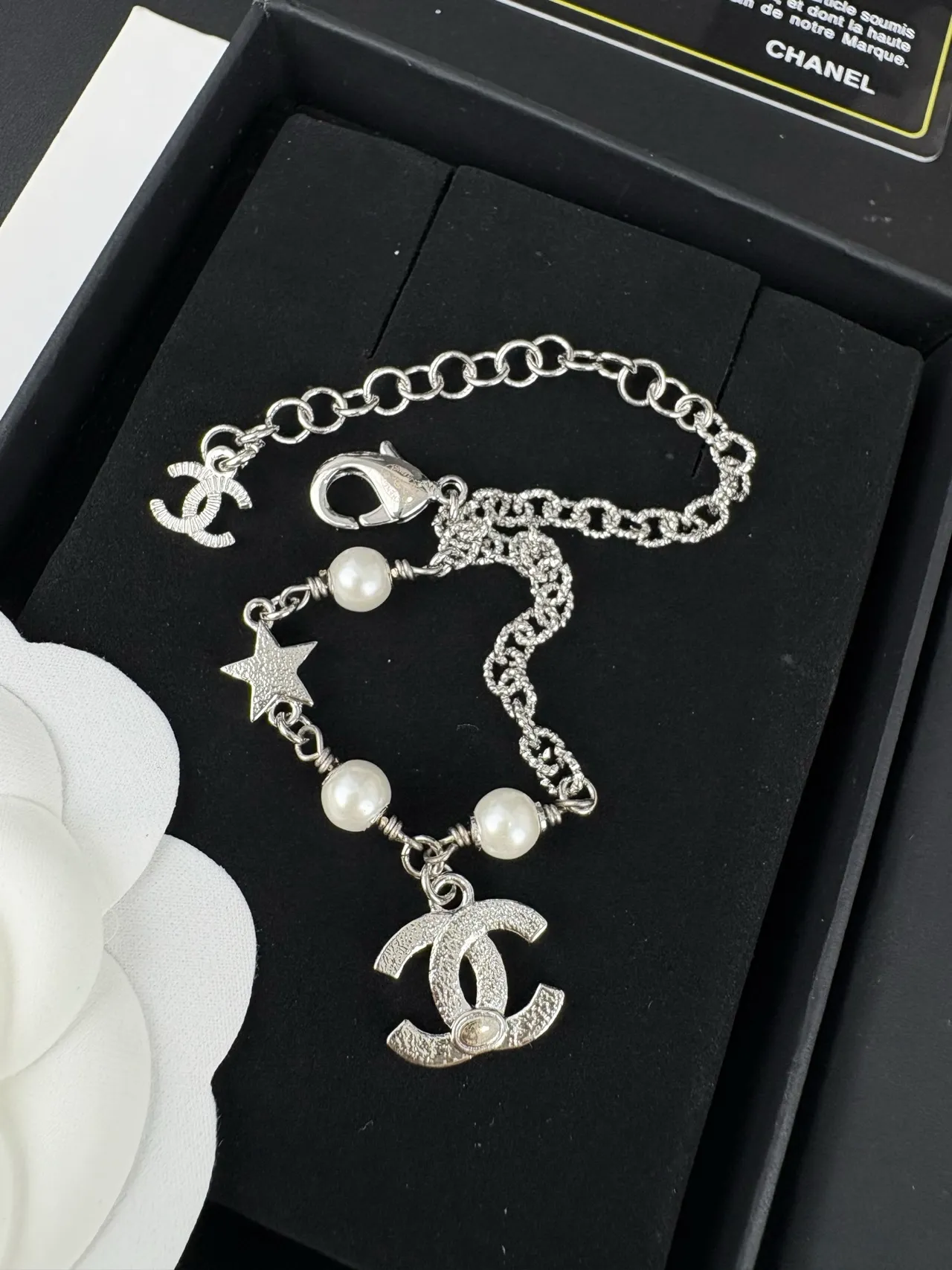Chanel Pearl and Crystal CC Charm Bracelet 4