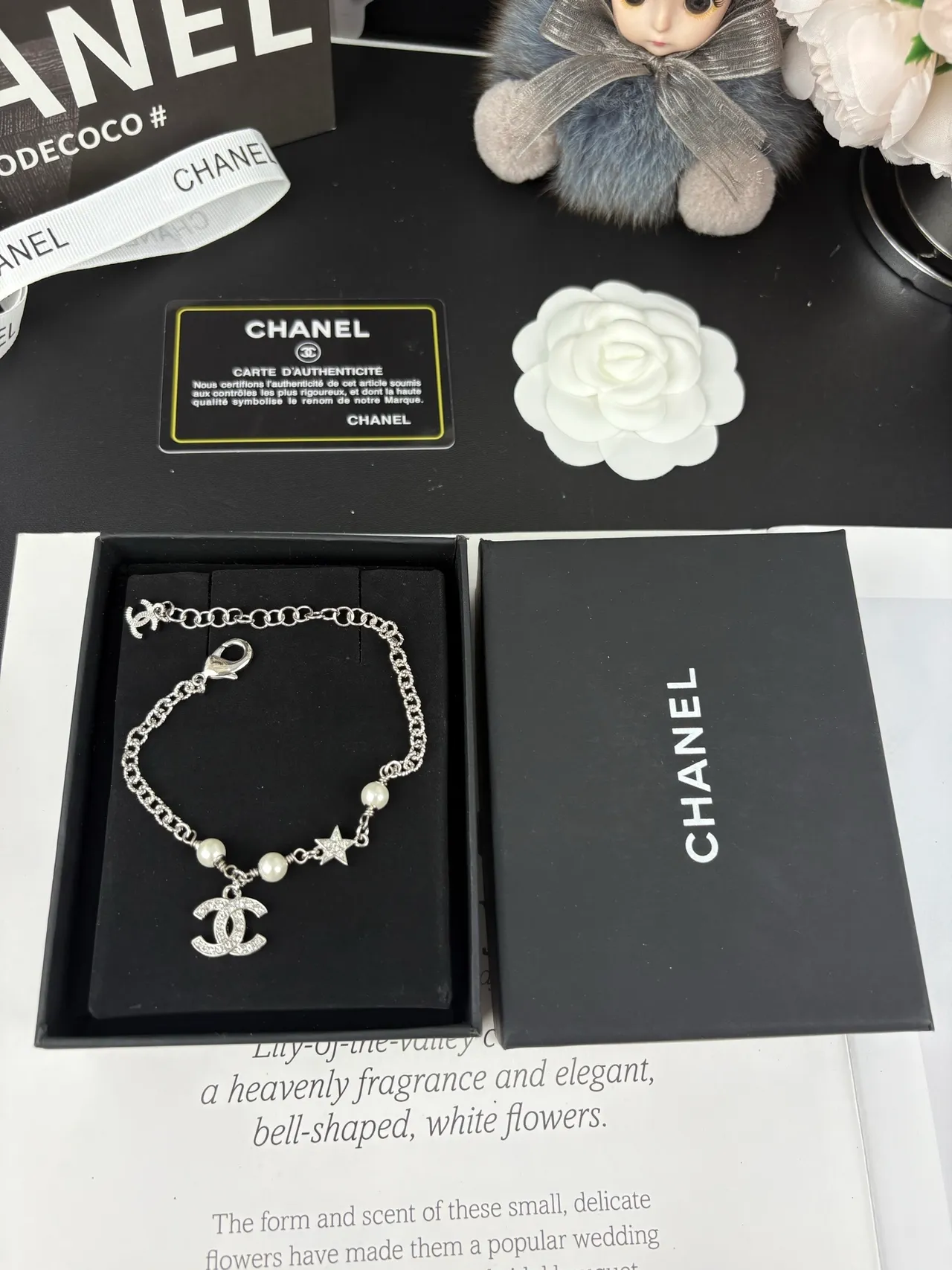 Chanel Pearl and Crystal CC Charm Bracelet 5