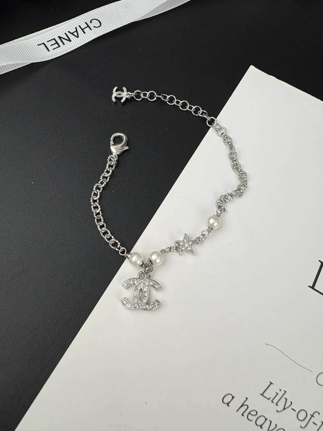 Chanel Pearl and Crystal CC Charm Bracelet 6
