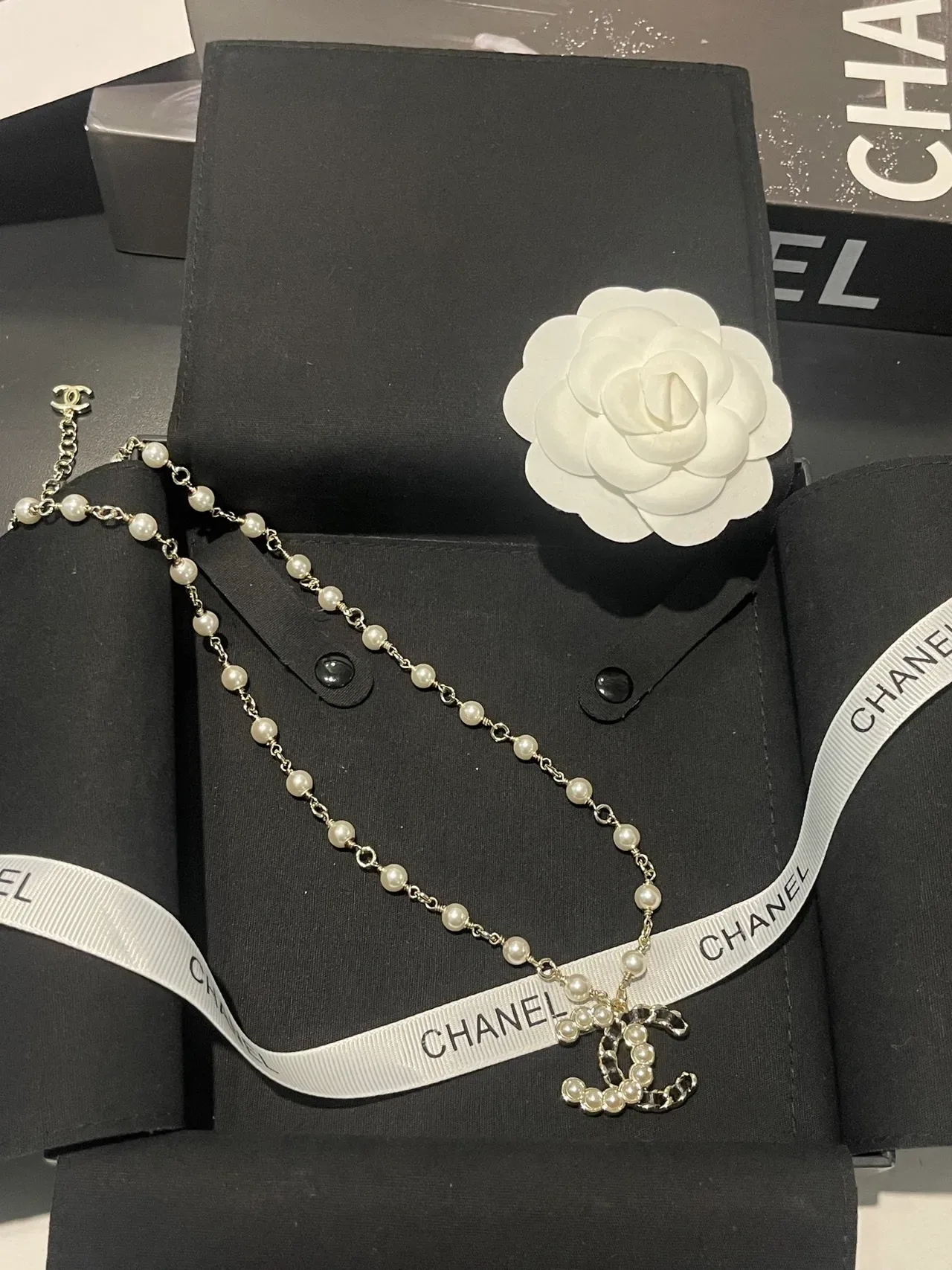 Chanel Pearl Beaded CC Pendant Necklace 9