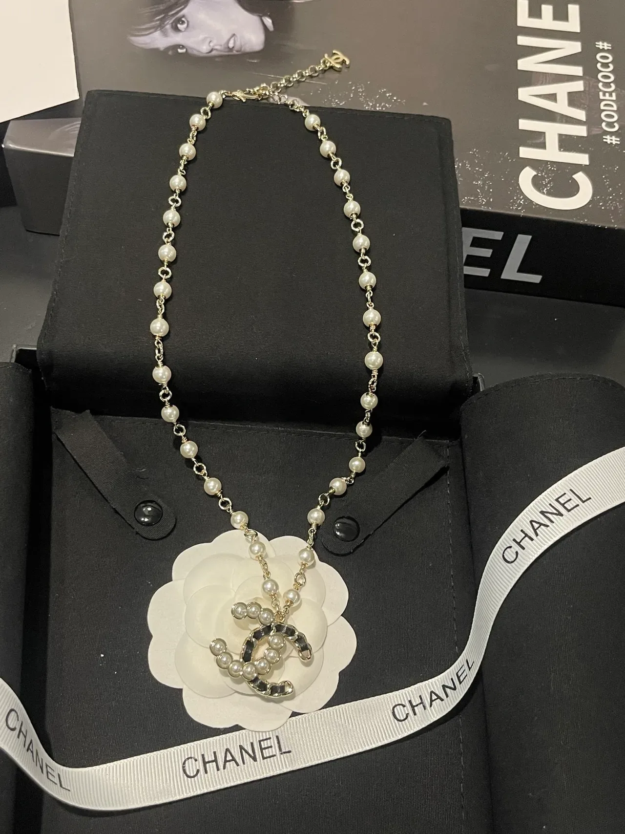 Chanel Pearl Beaded CC Pendant Necklace 10