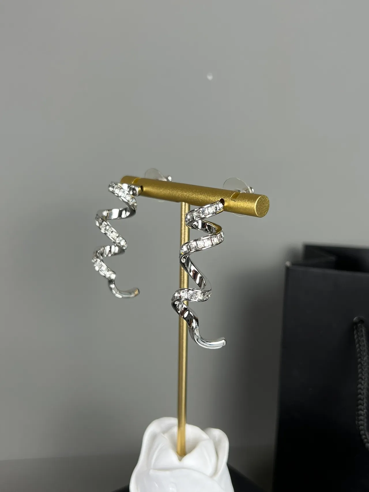 Chanel Spiral Crystal Stud Earrings 2