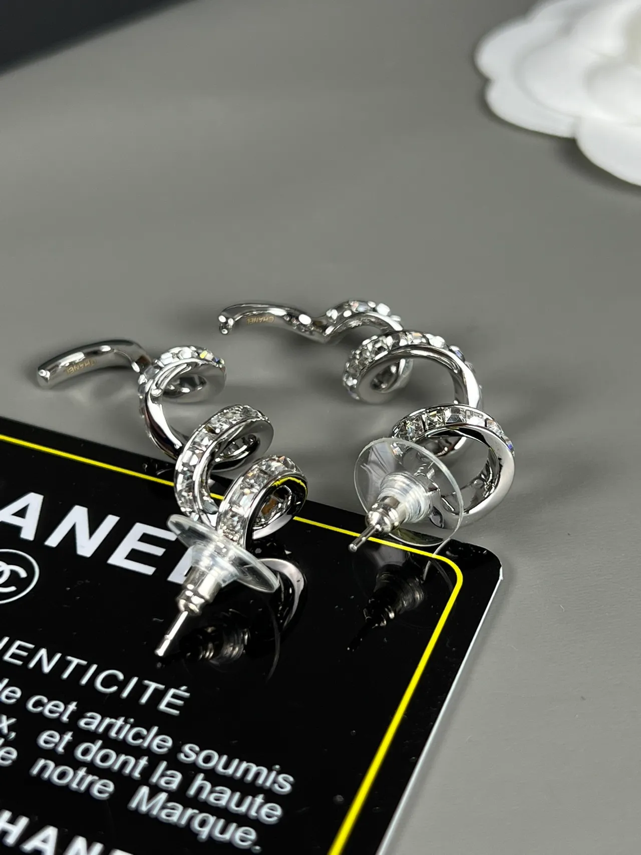Chanel Spiral Crystal Stud Earrings 5