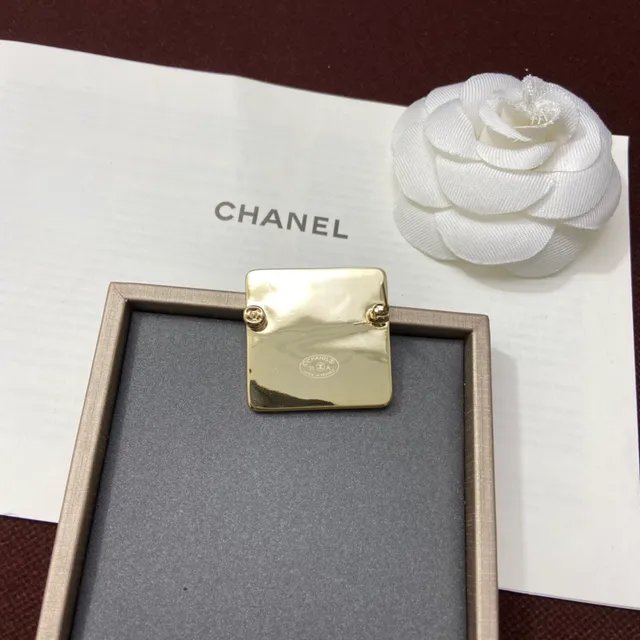 Chanel Broche Carré Brillant CC Broche Violet Doré Émaillé 6