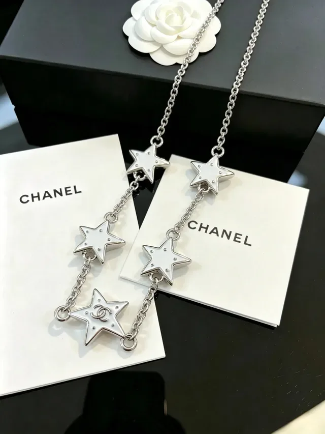 Chanel Star Charm Silver Chain Necklace 5