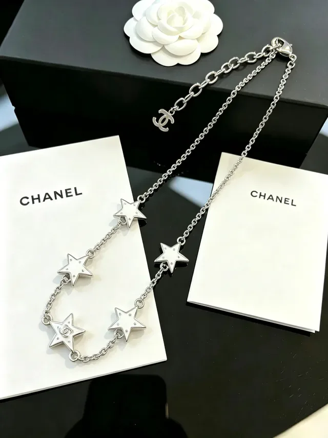 Chanel Star Charm Silver Chain Necklace 6