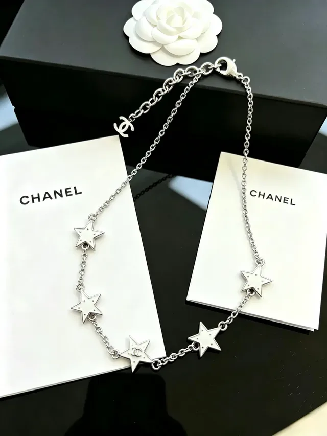 Chanel Star Charm Silver Chain Necklace 7