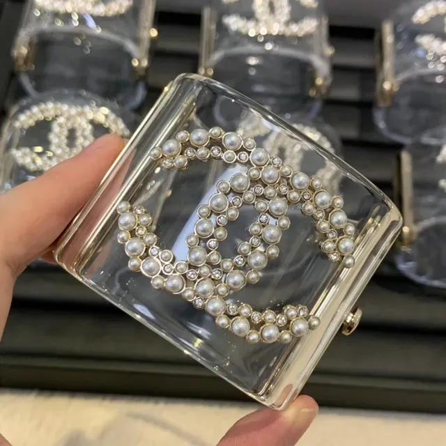 Chanel Bracelet Transparente Or Acrylique Perlé 3