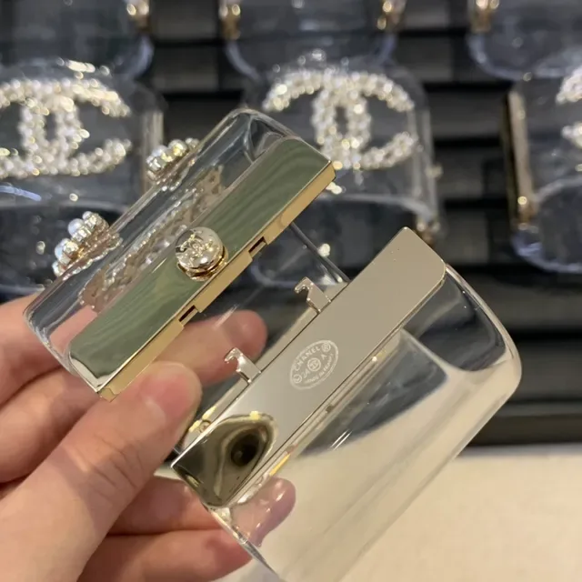 Chanel Bracelet Transparente Or Acrylique Perlé 4