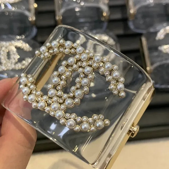 Chanel Bracelet Transparente Or Acrylique Perlé 8
