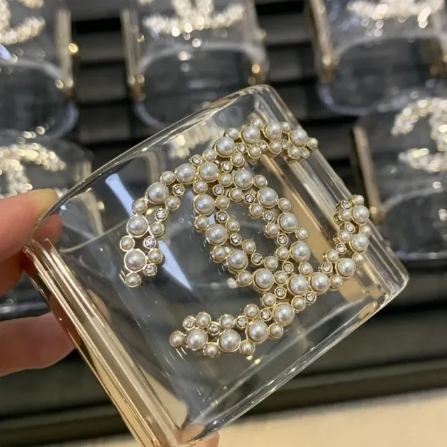 Chanel Bracelet Transparente Or Acrylique Perlé 9